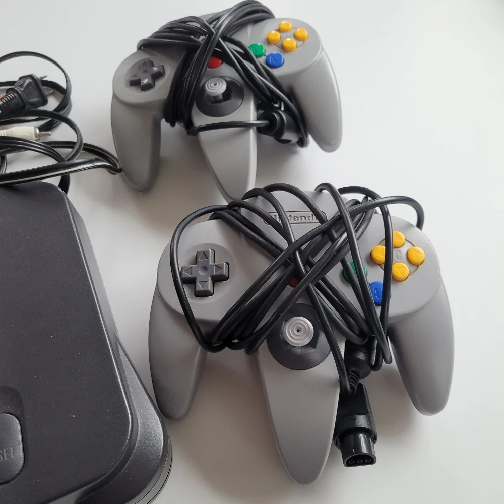 Nintendo Console with Gray Controllers